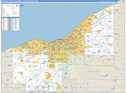 Cleveland-Elyria Metro Area Wall Map Basic Style